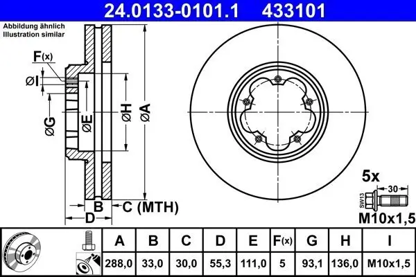 Bremsscheibe ATE 24.0133-0101.1