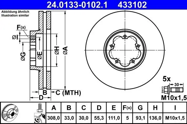 Bremsscheibe ATE 24.0133-0102.1