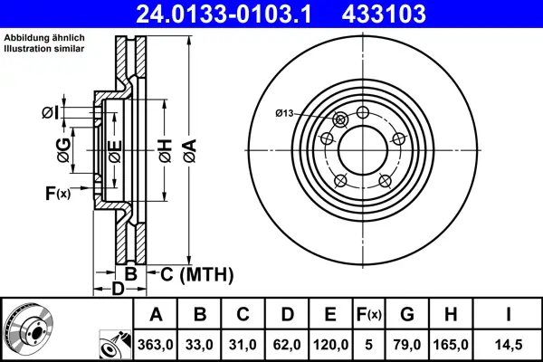 Bremsscheibe ATE 24.0133-0103.1