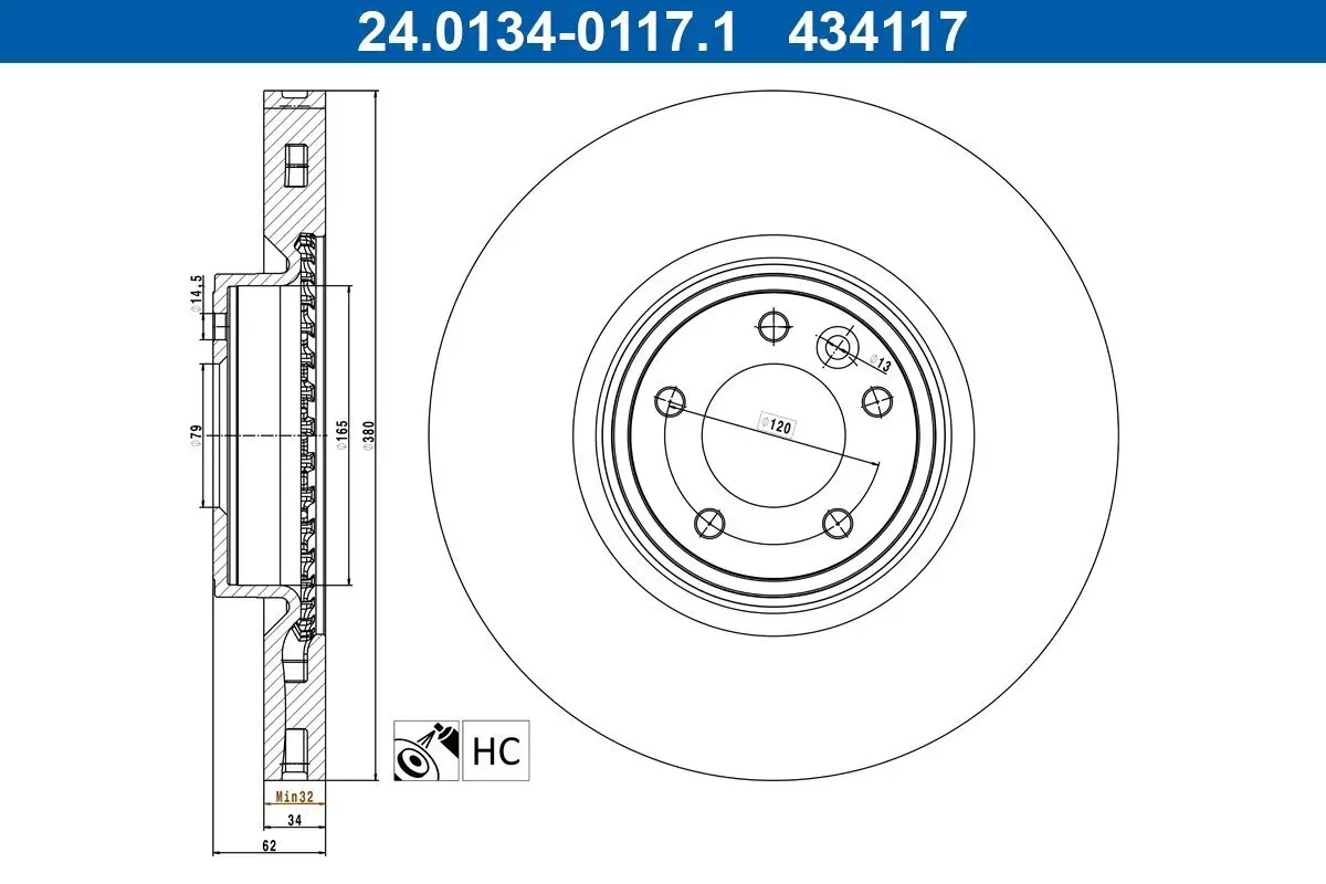 Bremsscheibe Vorderachse ATE 24.0134-0117.1