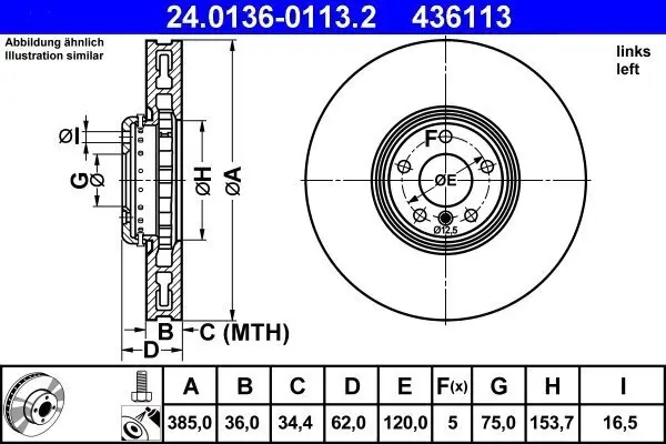 Bremsscheibe ATE 24.0136-0113.2