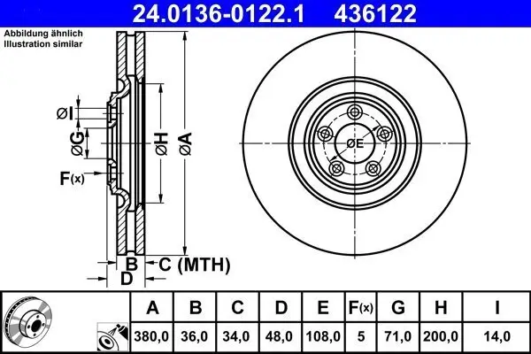 Bremsscheibe ATE 24.0136-0122.1