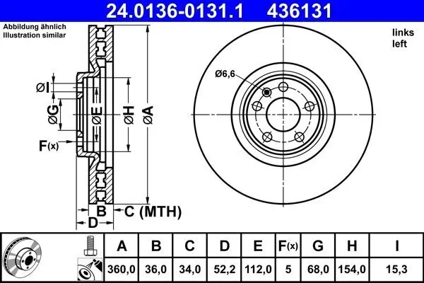 Bremsscheibe ATE 24.0136-0131.1