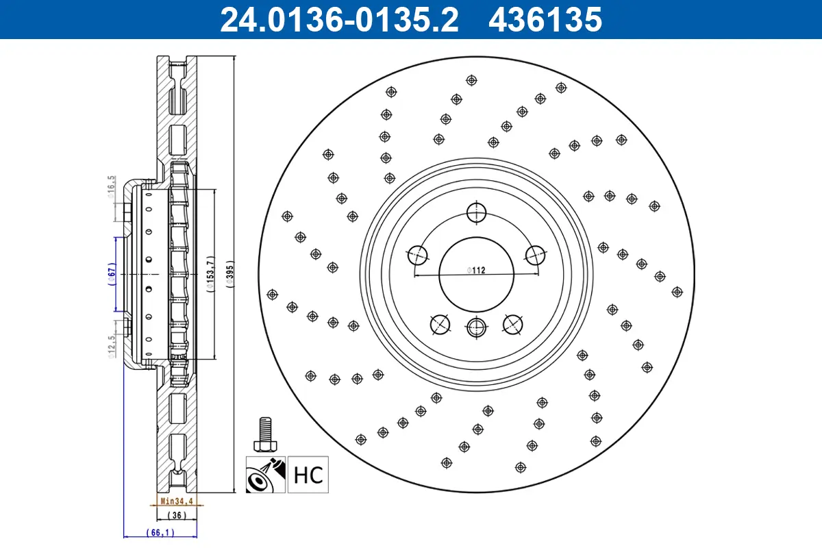 Bremsscheibe Vorderachse links ATE 24.0136-0135.2