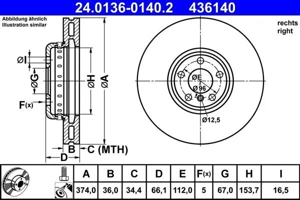 Bremsscheibe ATE 24.0136-0140.2