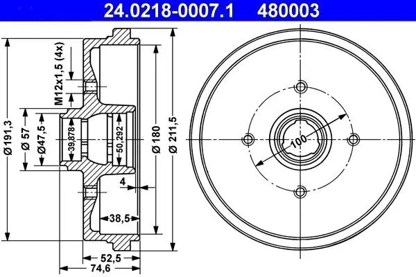 Bremstrommel ATE 24.0218-0007.1