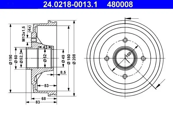 Bremstrommel ATE 24.0218-0013.1