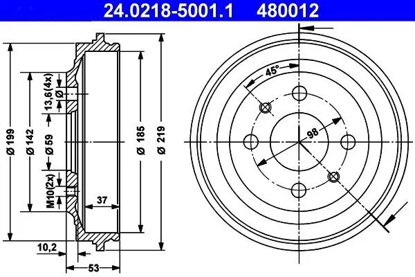 Bremstrommel ATE 24.0218-5001.1