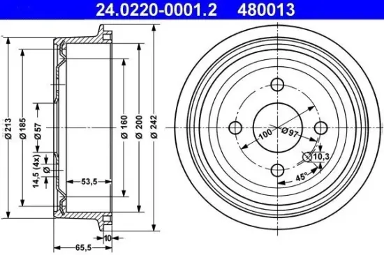 Bremstrommel ATE 24.0220-0001.2 Bild Bremstrommel ATE 24.0220-0001.2