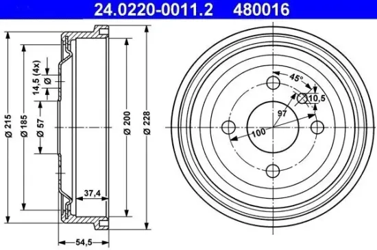 Bremstrommel ATE 24.0220-0011.2 Bild Bremstrommel ATE 24.0220-0011.2