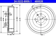 Bremstrommel Hinterachse ATE 24.0222-8009.1