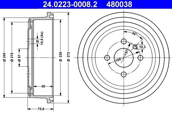 Bremstrommel ATE 24.0223-0008.2