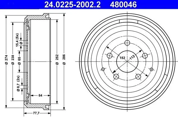 Bremstrommel ATE 24.0225-2002.2