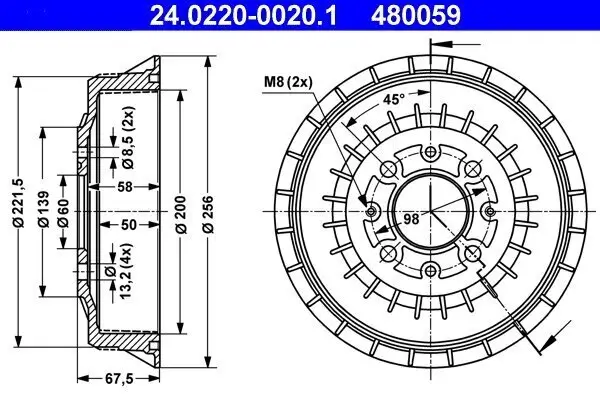 Bremstrommel ATE 24.0220-0020.1