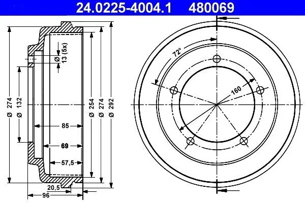 Bremstrommel ATE 24.0225-4004.1