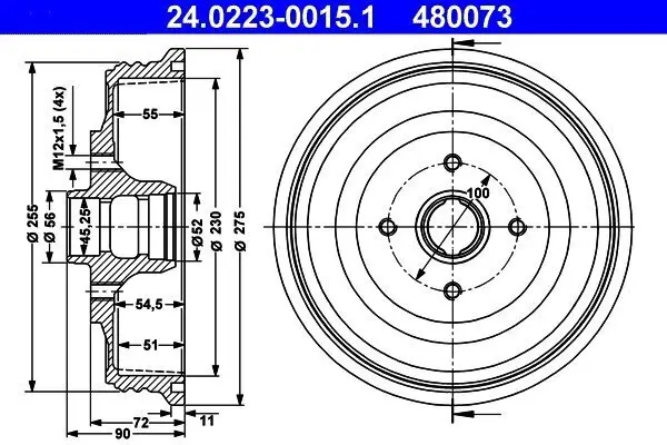 Bremstrommel Hinterachse ATE 24.0223-0015.1