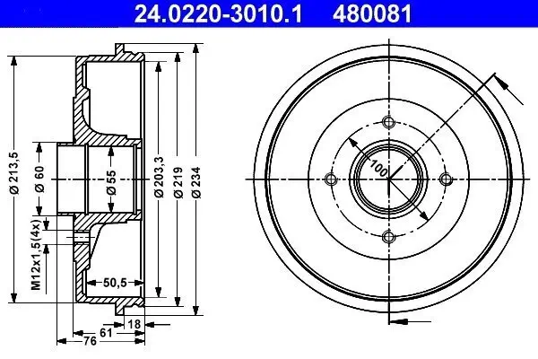 Bremstrommel ATE 24.0220-3010.1