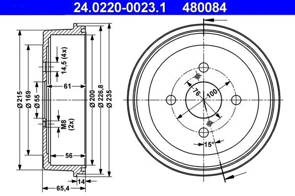 Bremstrommel Hinterachse ATE 24.0220-0023.1