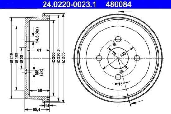 Bremstrommel Hinterachse ATE 24.0220-0023.1 Bild Bremstrommel Hinterachse ATE 24.0220-0023.1