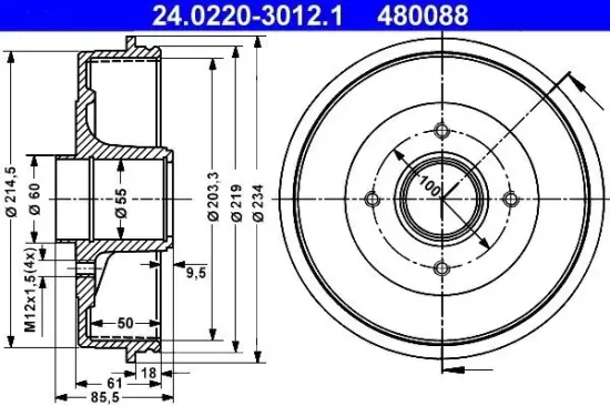 Bremstrommel ATE 24.0220-3012.1 Bild Bremstrommel ATE 24.0220-3012.1