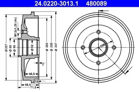 Bremstrommel ATE 24.0220-3013.1 Bild Bremstrommel ATE 24.0220-3013.1