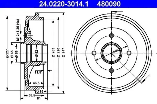 Bremstrommel ATE 24.0220-3014.1 Bild Bremstrommel ATE 24.0220-3014.1