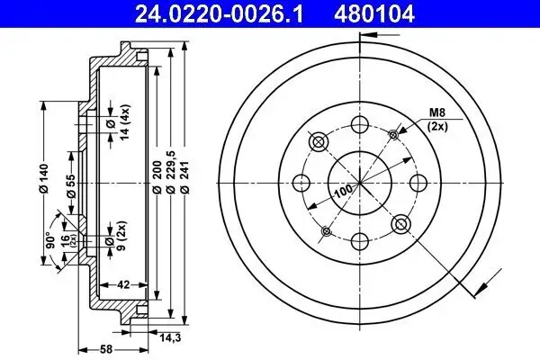 Bremstrommel ATE 24.0220-0026.1