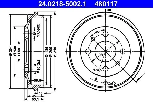 Bremstrommel ATE 24.0218-5002.1