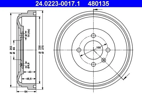 Bremstrommel Hinterachse ATE 24.0223-0017.1