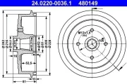 Bremstrommel Hinterachse ATE 24.0220-0036.1
