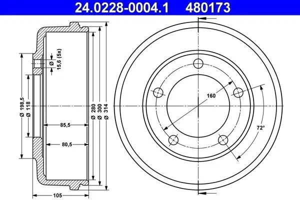 Bremstrommel ATE 24.0228-0004.1