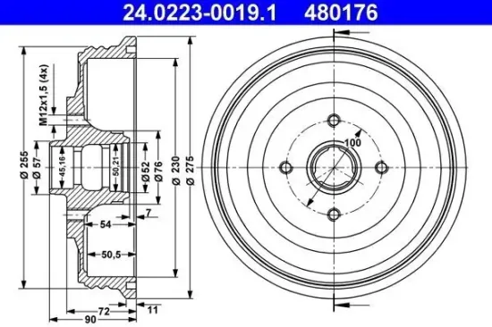 Bremstrommel ATE 24.0223-0019.1 Bild Bremstrommel ATE 24.0223-0019.1