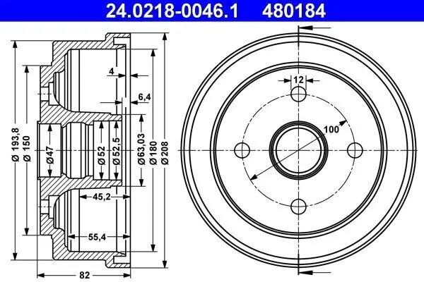 Bremstrommel Hinterachse ATE 24.0218-0046.1