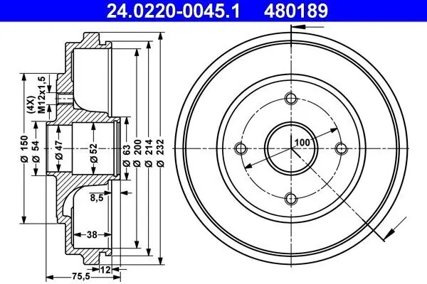 Bremstrommel Hinterachse ATE 24.0220-0045.1