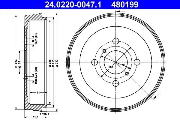 Bremstrommel Hinterachse ATE 24.0220-0047.1