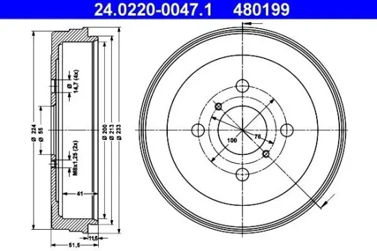 Bremstrommel Hinterachse ATE 24.0220-0047.1 Bild Bremstrommel Hinterachse ATE 24.0220-0047.1