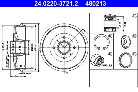 Bremstrommel ATE 24.0220-3721.2 Bild Bremstrommel ATE 24.0220-3721.2