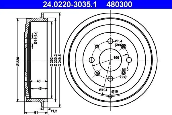 Bremstrommel Hinterachse ATE 24.0220-3035.1