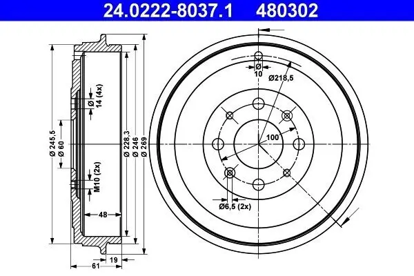 Bremstrommel ATE 24.0222-8037.1