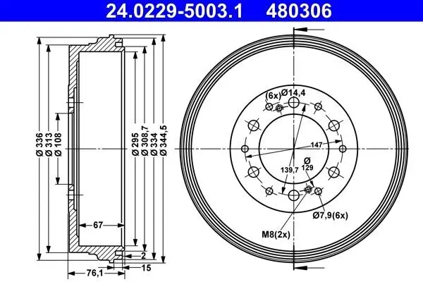 Bremstrommel ATE 24.0229-5003.1