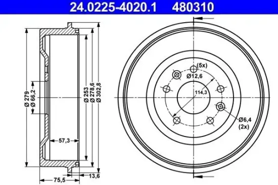 Bremstrommel Hinterachse ATE 24.0225-4020.1 Bild Bremstrommel Hinterachse ATE 24.0225-4020.1
