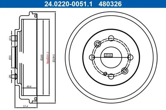 Bremstrommel Hinterachse ATE 24.0220-0051.1 Bild Bremstrommel Hinterachse ATE 24.0220-0051.1