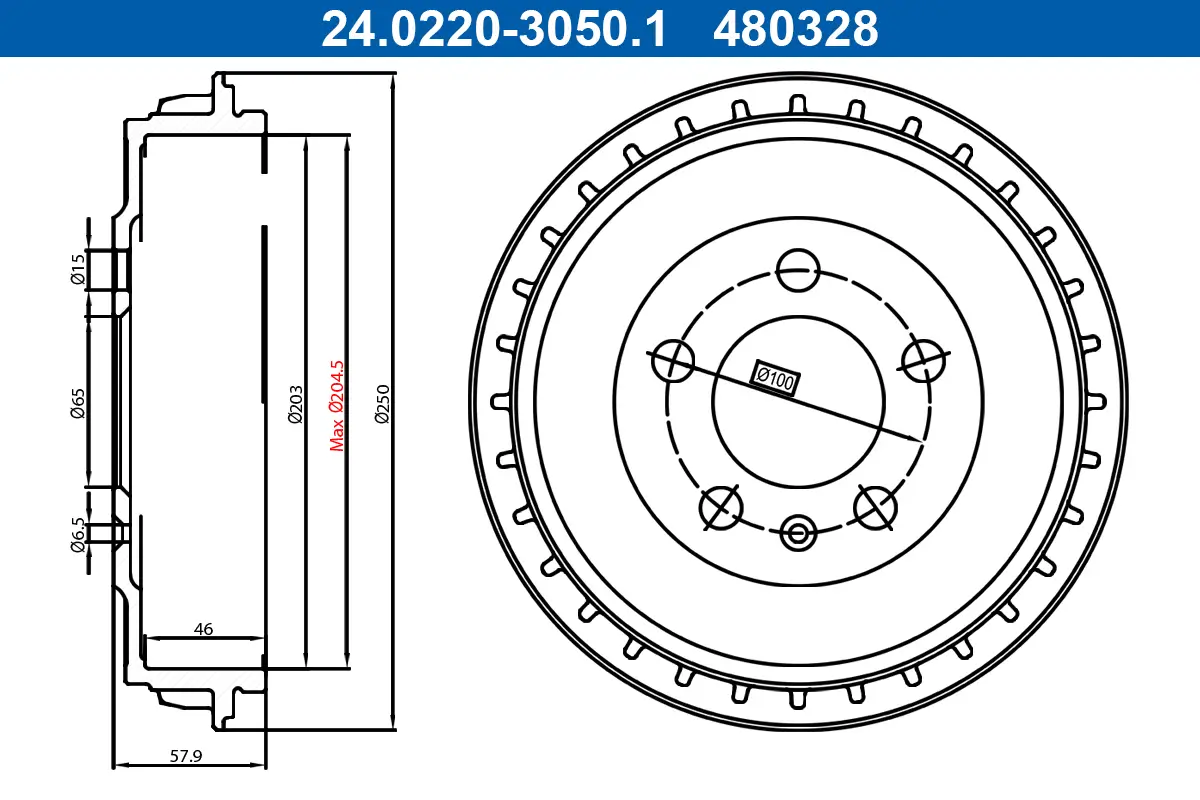 Bremstrommel Hinterachse ATE 24.0220-3050.1