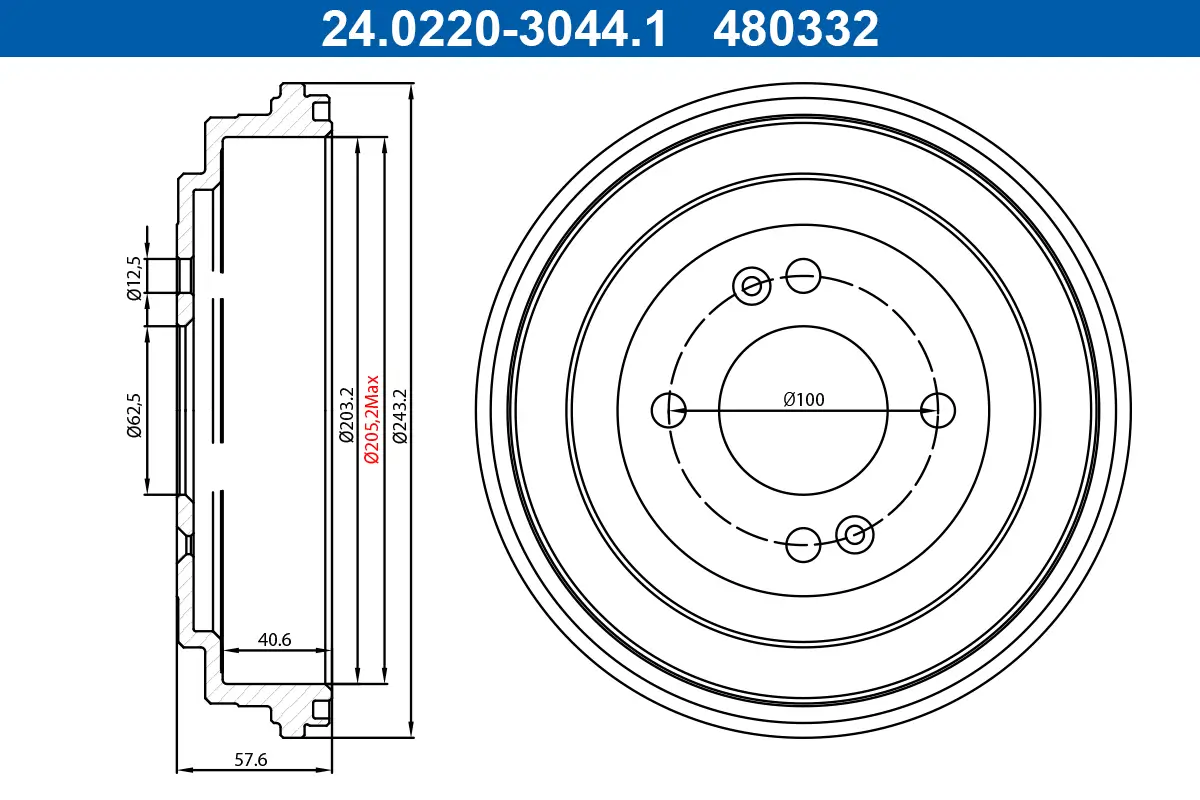 Bremstrommel Hinterachse ATE 24.0220-3044.1