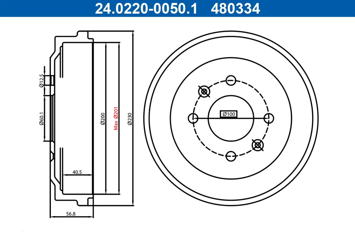 Bremstrommel Hinterachse ATE 24.0220-0050.1