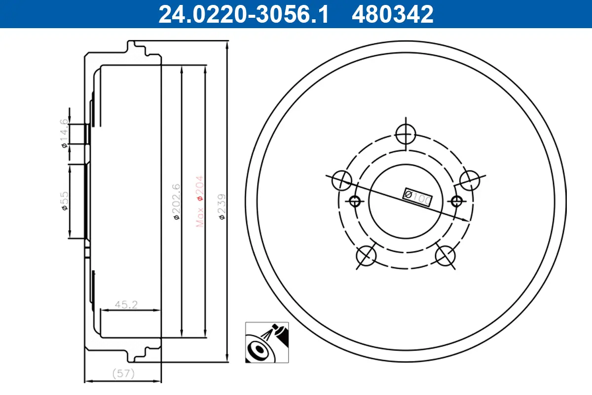 Bremstrommel Hinterachse ATE 24.0220-3056.1