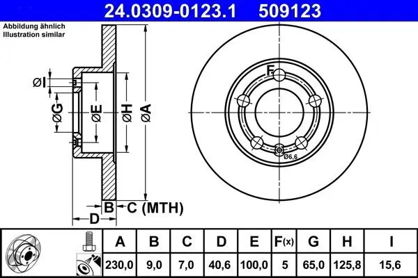 Bremsscheibe ATE 24.0309-0123.1