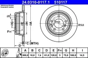 Bremsscheibe Hinterachse ATE 24.0310-0117.1