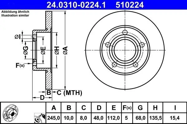 Bremsscheibe ATE 24.0310-0224.1