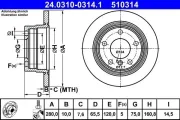 Bremsscheibe Hinterachse ATE 24.0310-0314.1